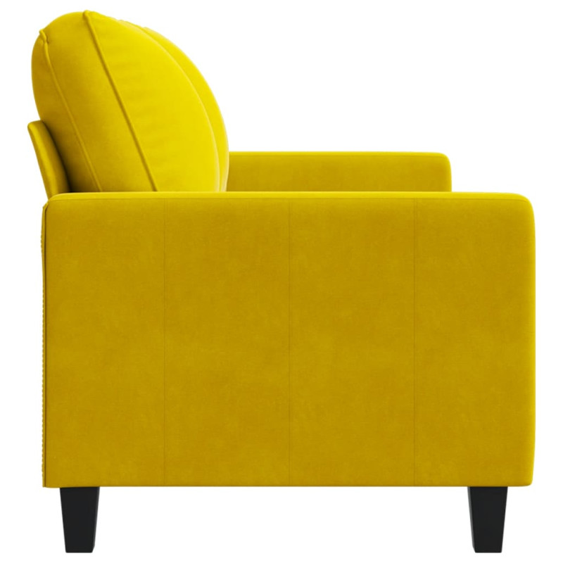 Sofa 2-osobowa, żółta, 140 cm, tapicerowana aksamitem