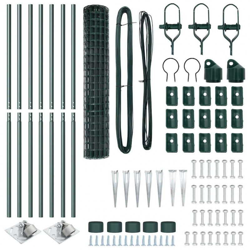 Ogrodzenie z słupkiem Zielony 1,6 x 10 m Stal i PVC