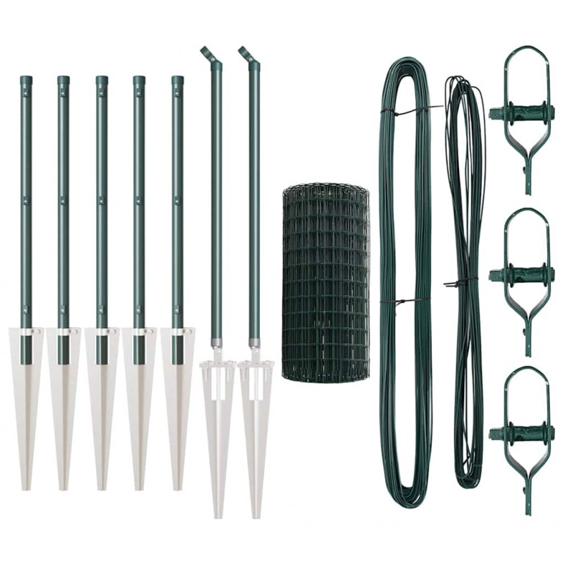 Ogrodzenie z słupkiem Zielony 0,4 x 10 m Stal i PVC