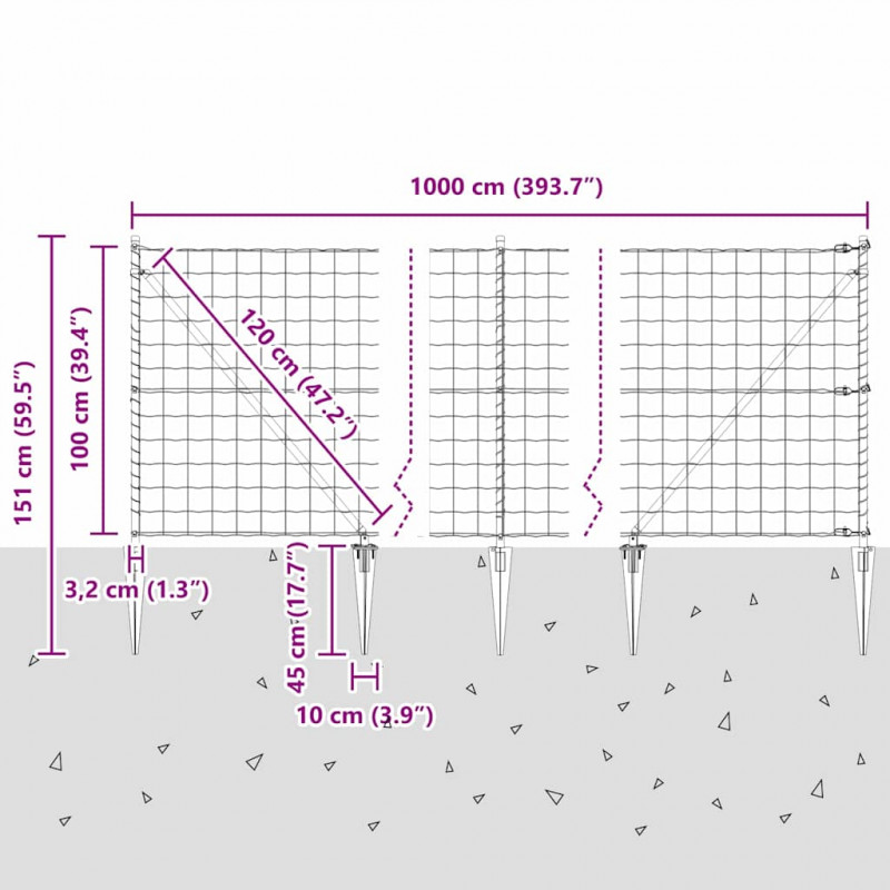 Ogrodzenie z słupkiem Zielony 1 x 10 m Stal