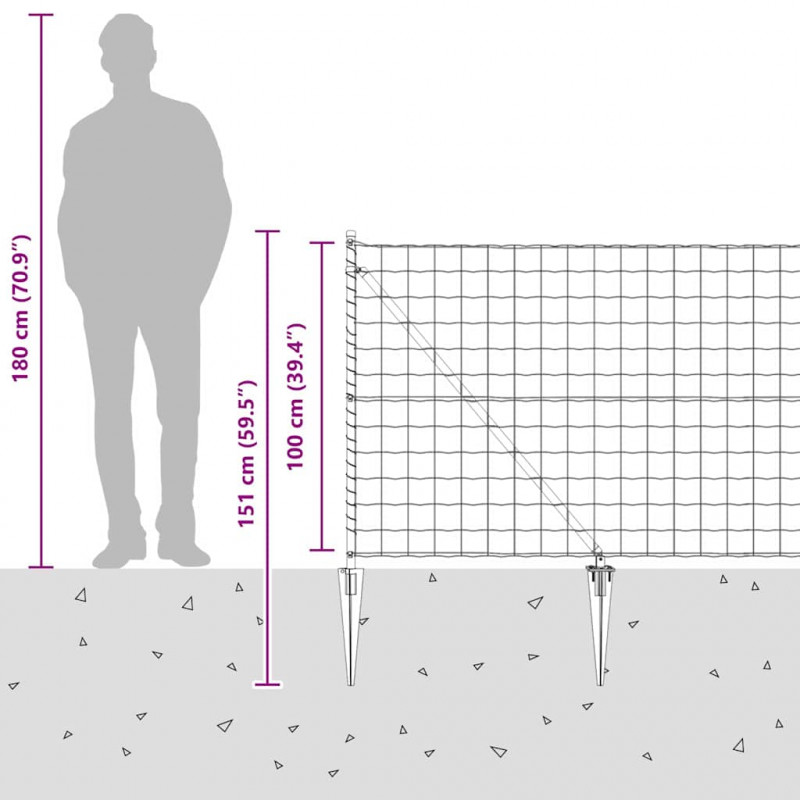 Ogrodzenie z słupkiem Zielony 1 x 10 m Stal