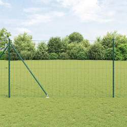 Ogrodzenie z słupkiem Zielony 1,5 x 10 m Stal