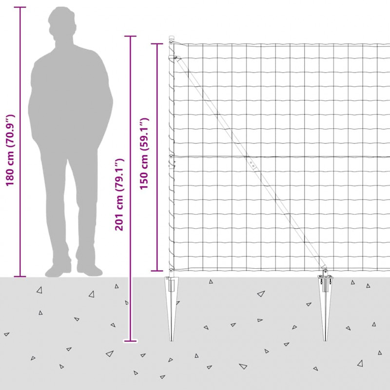 Ogrodzenie z słupkiem Zielony 1,5 x 10 m Stal