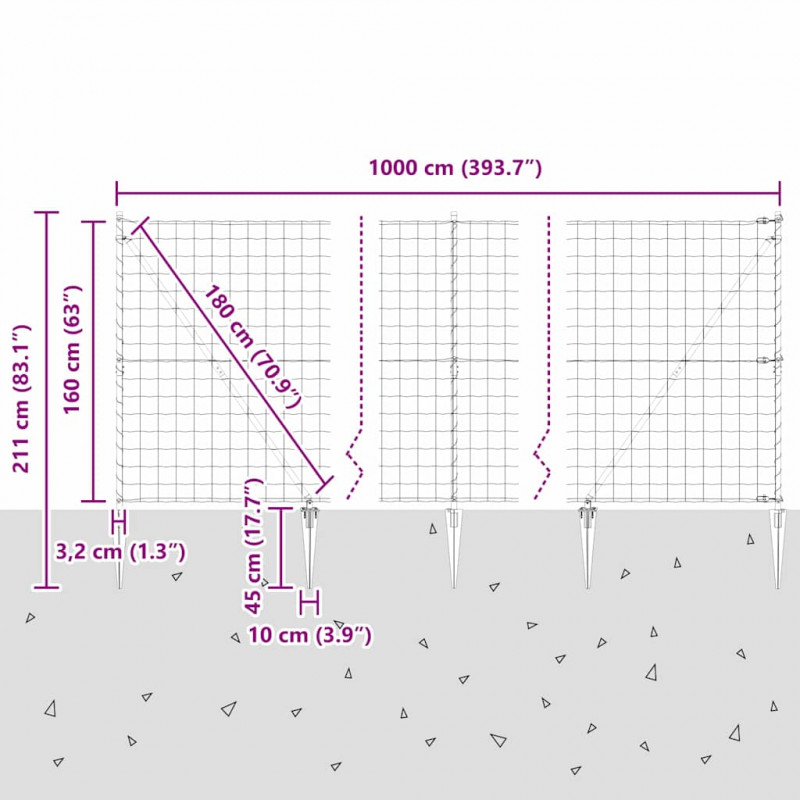 Ogrodzenie z słupkiem Zielony 1,6 x 10 m Stal i PVC