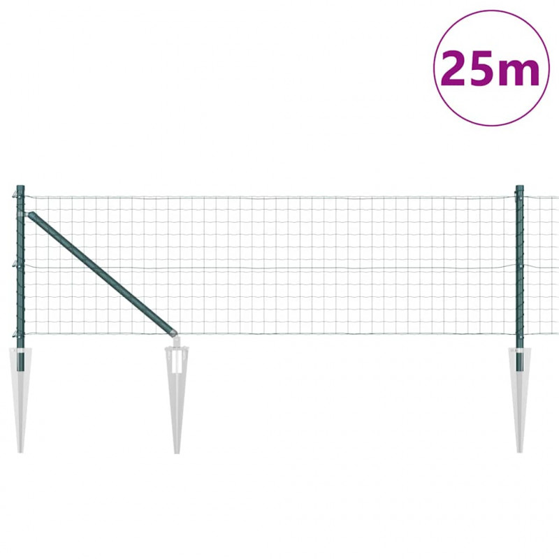 Ogrodzenie z słupkiem Zielony 0,8 x 25 m Stal i PVC