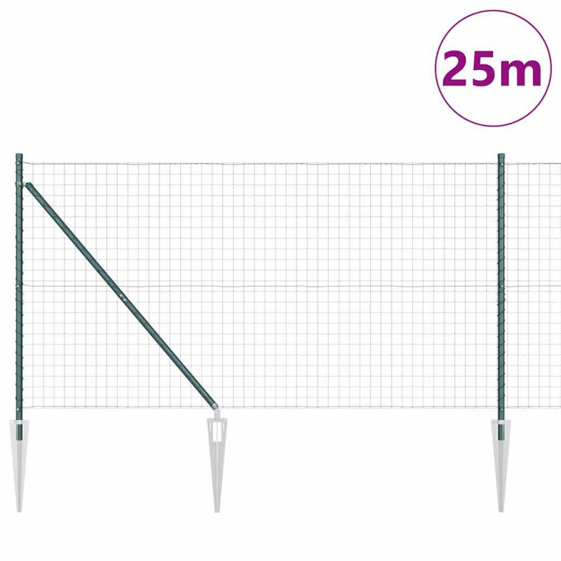Ogrodzenie z słupkiem Zielony 1,2 x 25 m Stal i PVC