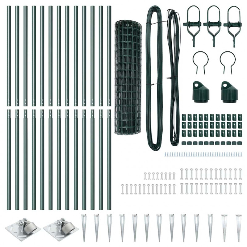Ogrodzenie z słupkiem Zielony 1 x 25 m Stal i PVC