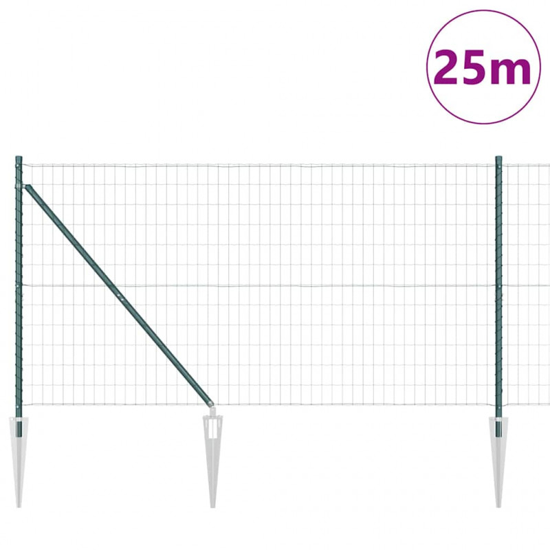 Ogrodzenie z słupkiem Zielony 1 x 25 m Stal i PVC
