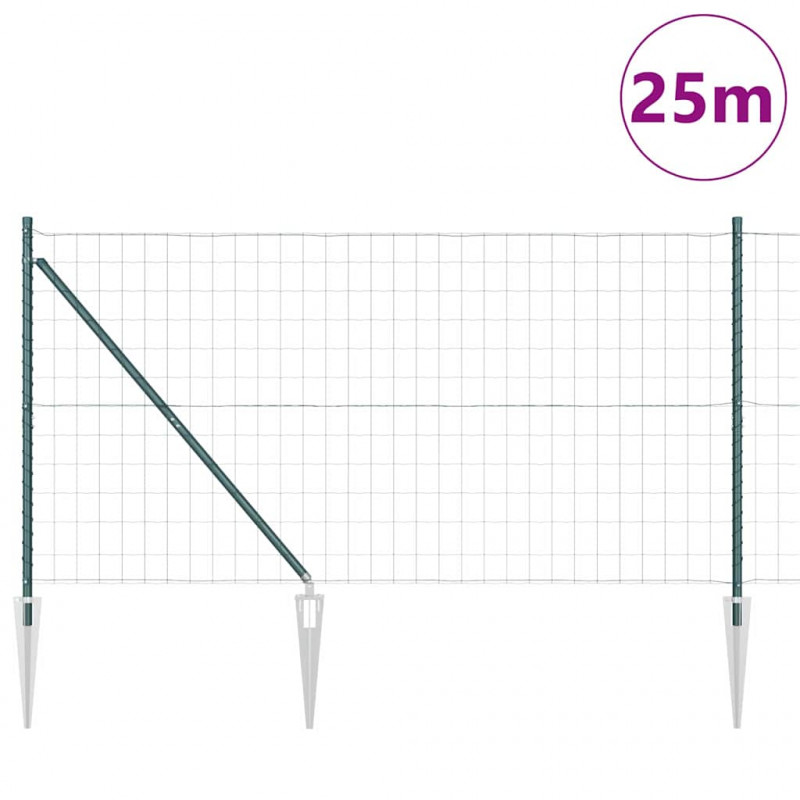 Ogrodzenie z słupkiem Zielony 1 x 25 m Stal i PVC