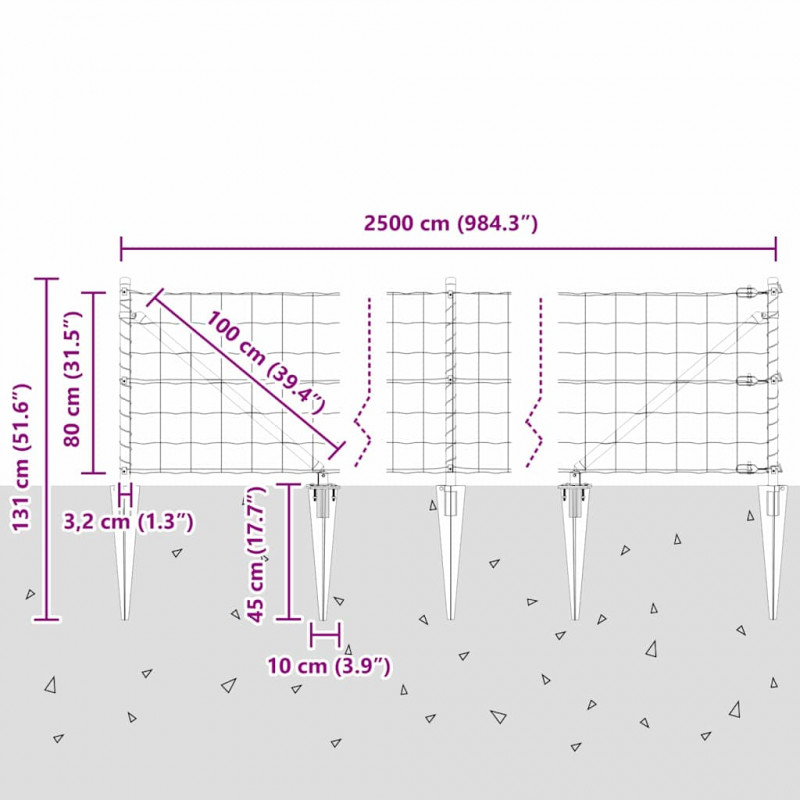 Ogrodzenie z słupkiem Zielony 0,8 x 25 m Stal
