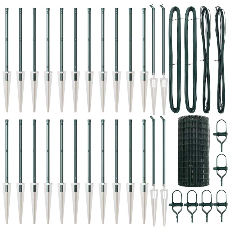 Ogrodzenie z słupkiem Zielony 0,4 x 50 m Stal i PVC