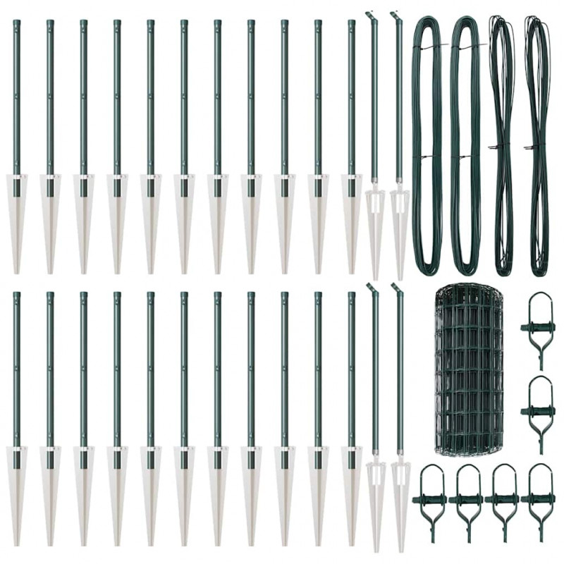Ogrodzenie z słupkiem Zielony 0,4 x 50 m Stal i PVC