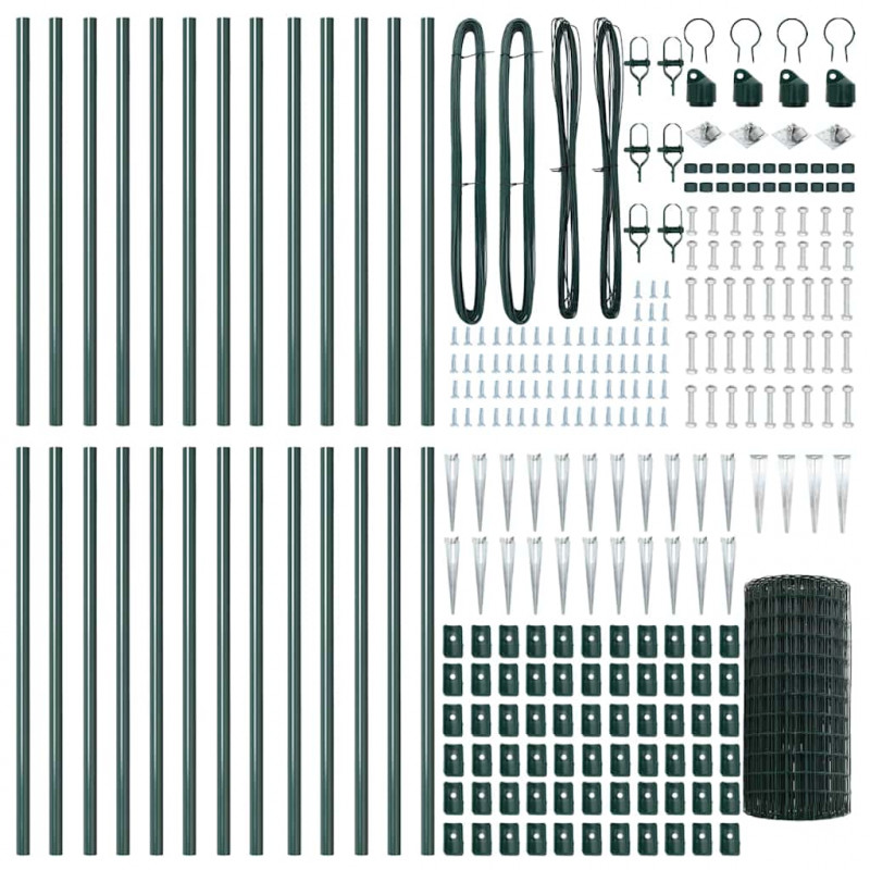Ogrodzenie z słupkiem Zielony 0,4 x 50 m Stal i PVC