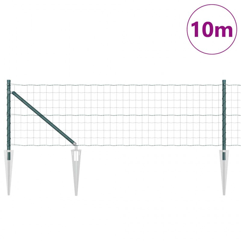 Ogrodzenie z słupkiem Zielony 0,8 x 10 m Stal