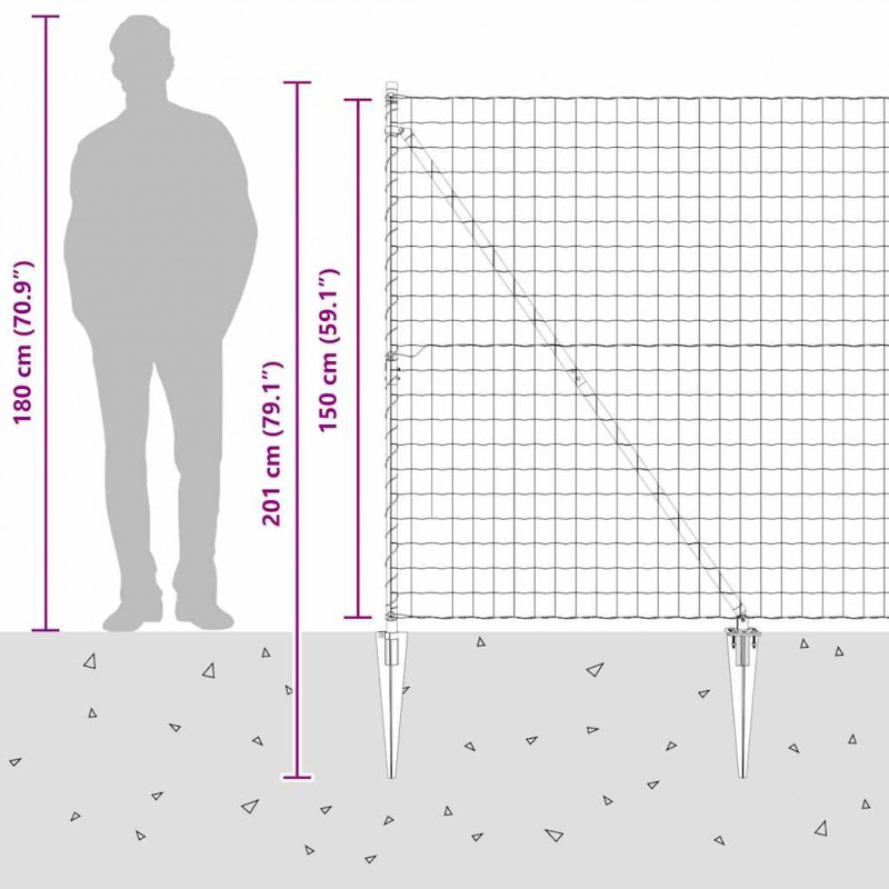 Ogrodzenie z słupkiem Zielony 1,5 x 10 m Stal