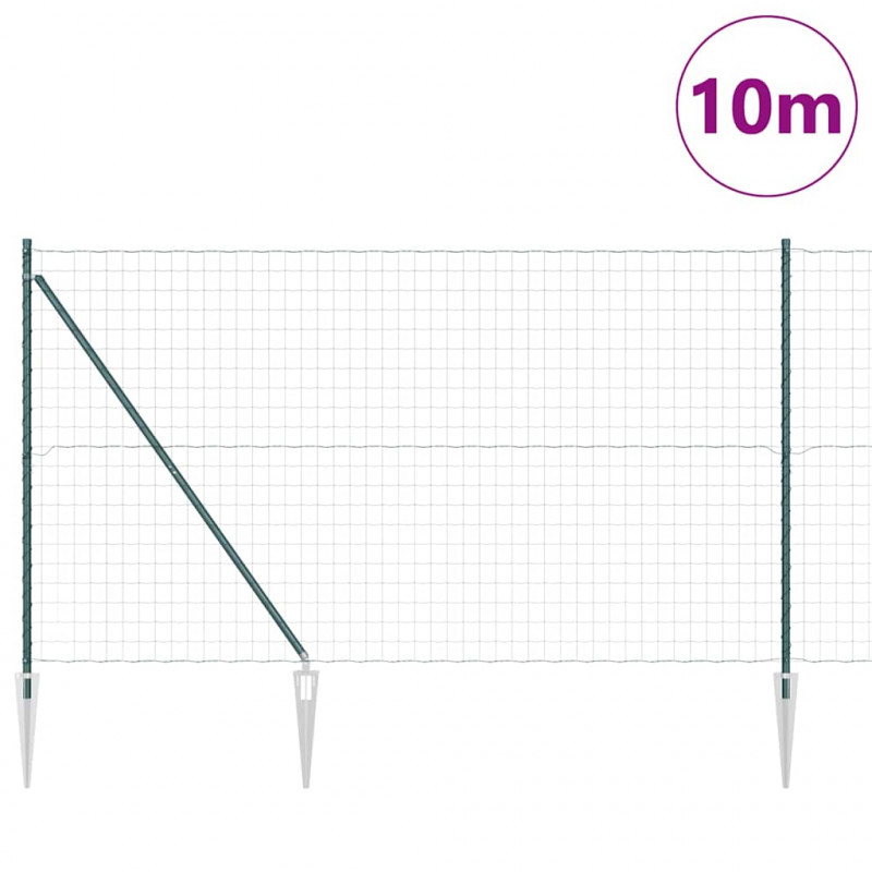 Ogrodzenie z słupkiem Zielony 1,6 x 10 m Stal i PVC