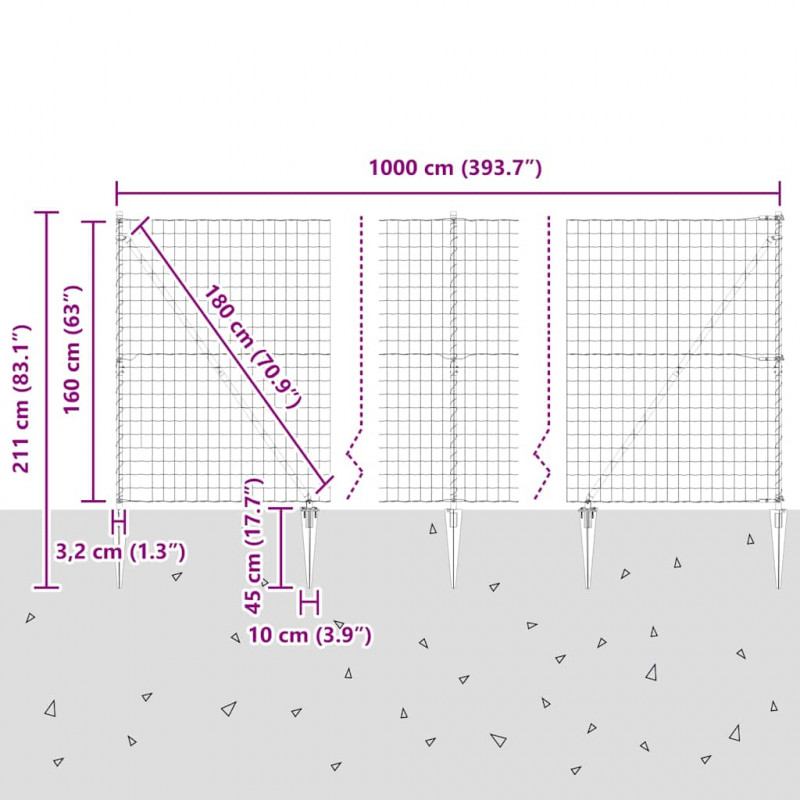 Ogrodzenie z słupkiem Zielony 1,6 x 10 m Stal i PVC