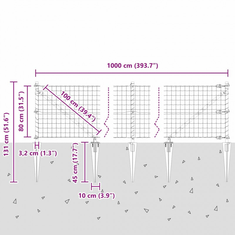 Ogrodzenie z słupkiem Szary 0,8 x 10 m Stal i PVC