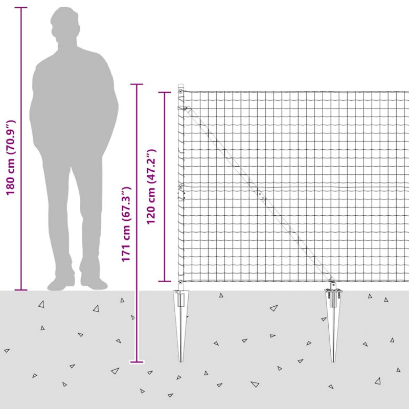 Ogrodzenie z słupkiem Szary 1,2 x 10 m Stal i PVC