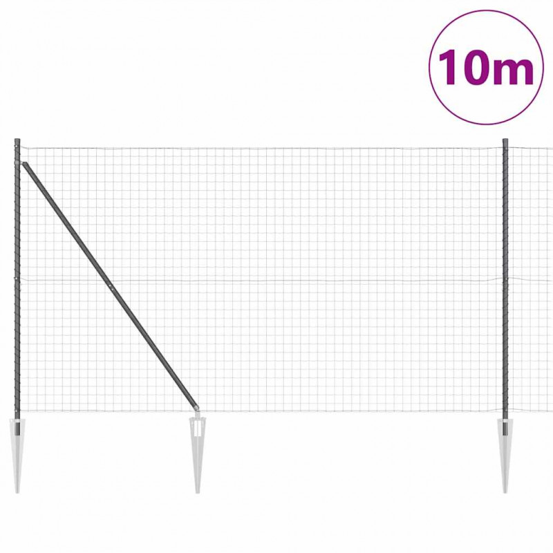 Ogrodzenie z słupkiem Szary 1,6 x 10 m Stal i PVC