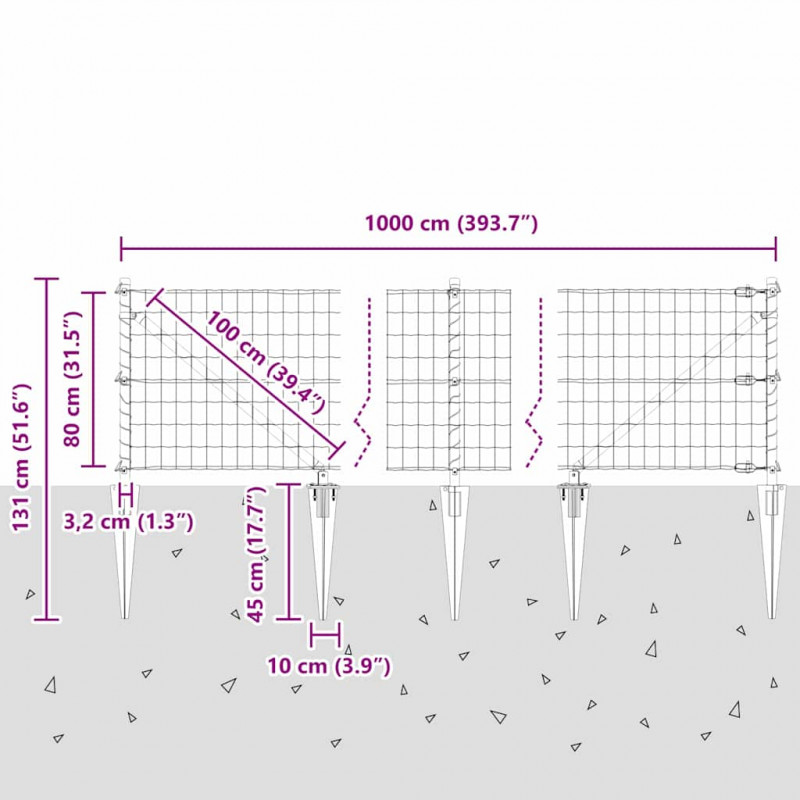 Ogrodzenie z słupkiem Szary 0,8 x 10 m Stal i PVC