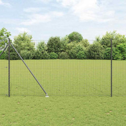 Ogrodzenie z słupkiem Szary 1,6 x 10 m Stal i PVC