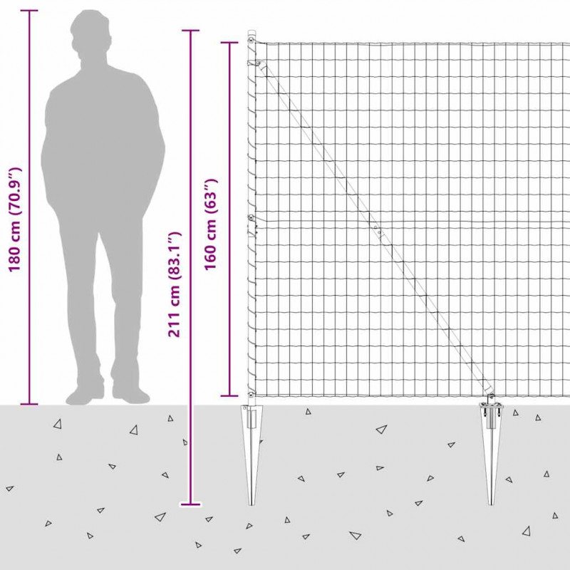 Ogrodzenie z słupkiem Szary 1,6 x 10 m Stal i PVC