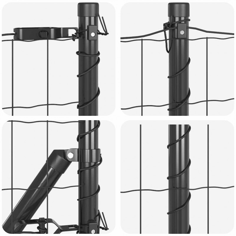 Ogrodzenie z słupkiem Szary 0,6 x 10 m Stal i PVC
