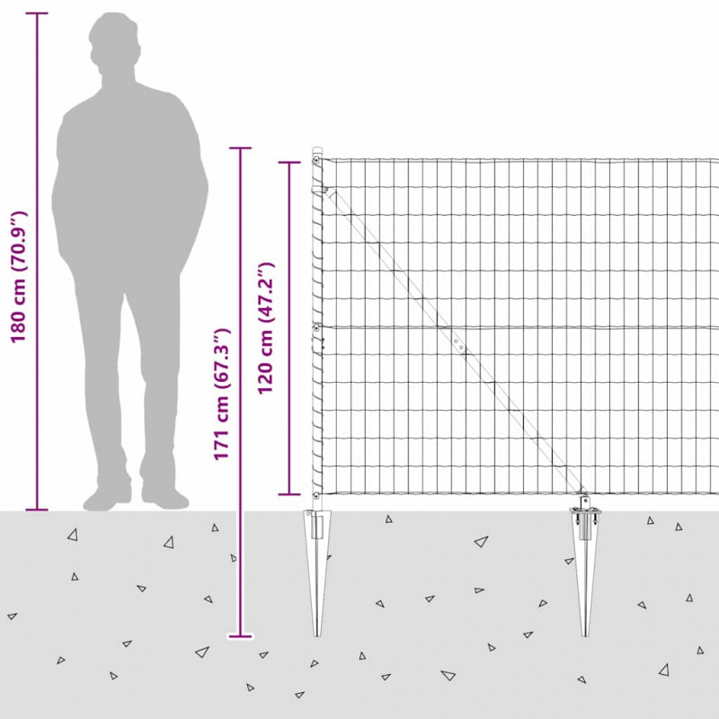 Ogrodzenie z słupkiem Szary 1,2 x 10 m Stal i PVC