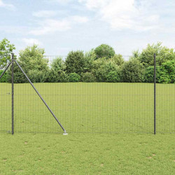 Ogrodzenie z słupkiem Szary 1,5 x 10 m Stal i PVC