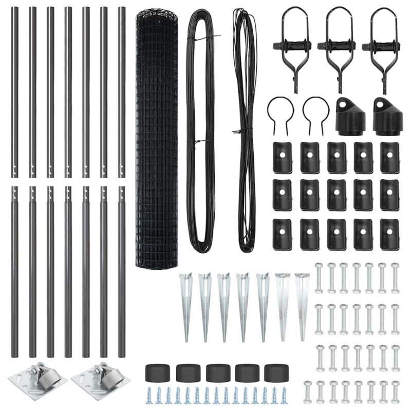 Ogrodzenie z słupkiem Szary 1,6 x 10 m Stal i PVC