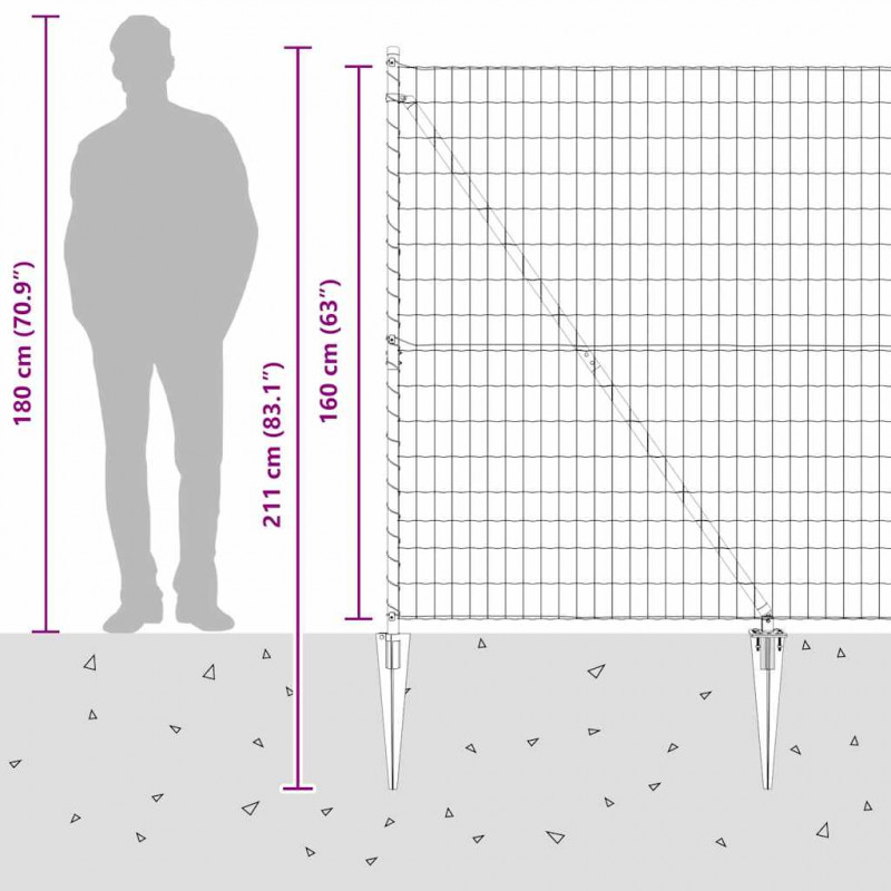 Ogrodzenie z słupkiem Szary 1,6 x 10 m Stal i PVC