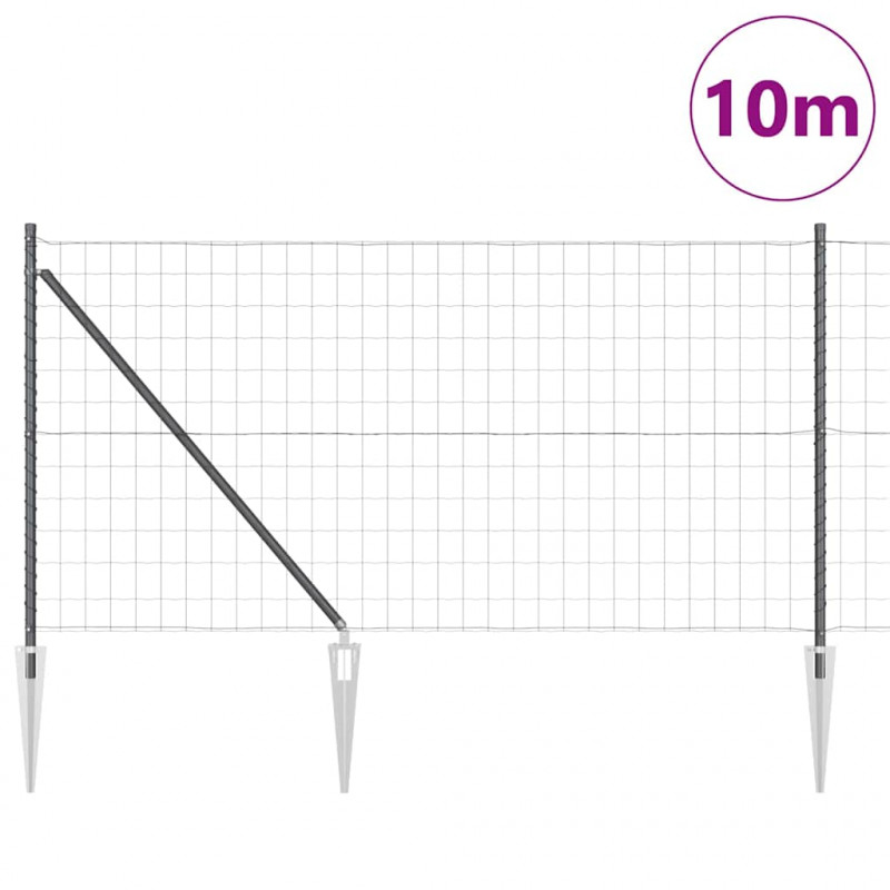 Ogrodzenie z słupkiem Szary 1 x 10 m Stal i PVC