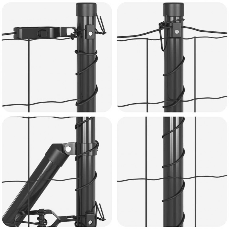 Ogrodzenie z słupkiem Szary 1 x 10 m Stal i PVC
