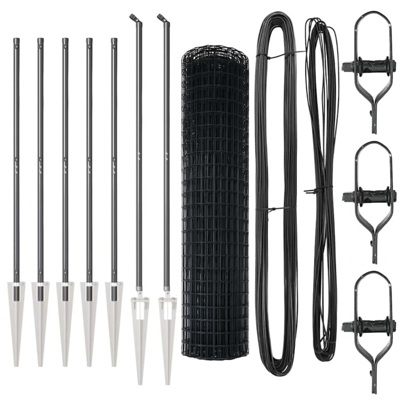 Ogrodzenie z słupkiem Szary 1,2 x 10 m Stal i PVC