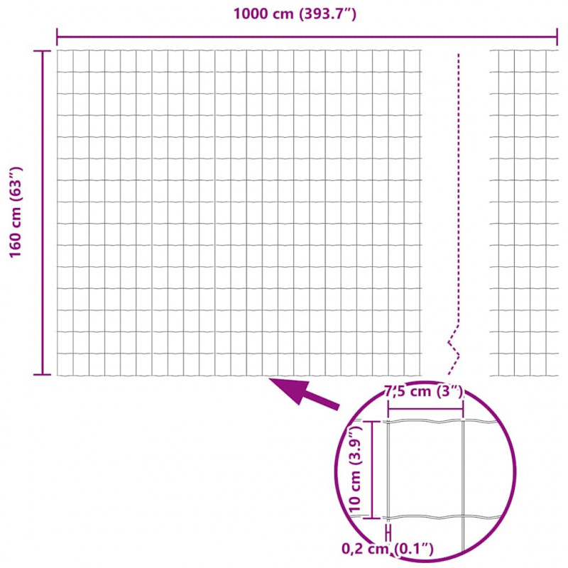 Ogrodzenie z słupkiem Szary 1,6 x 10 m Stal i PVC