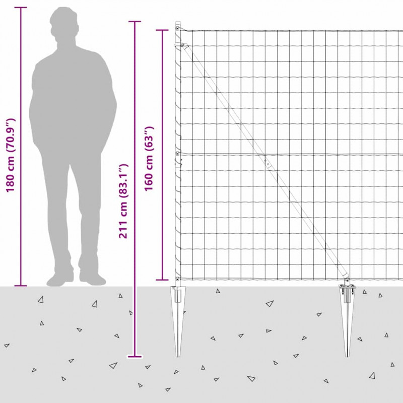 Ogrodzenie z słupkiem Szary 1,6 x 10 m Stal i PVC