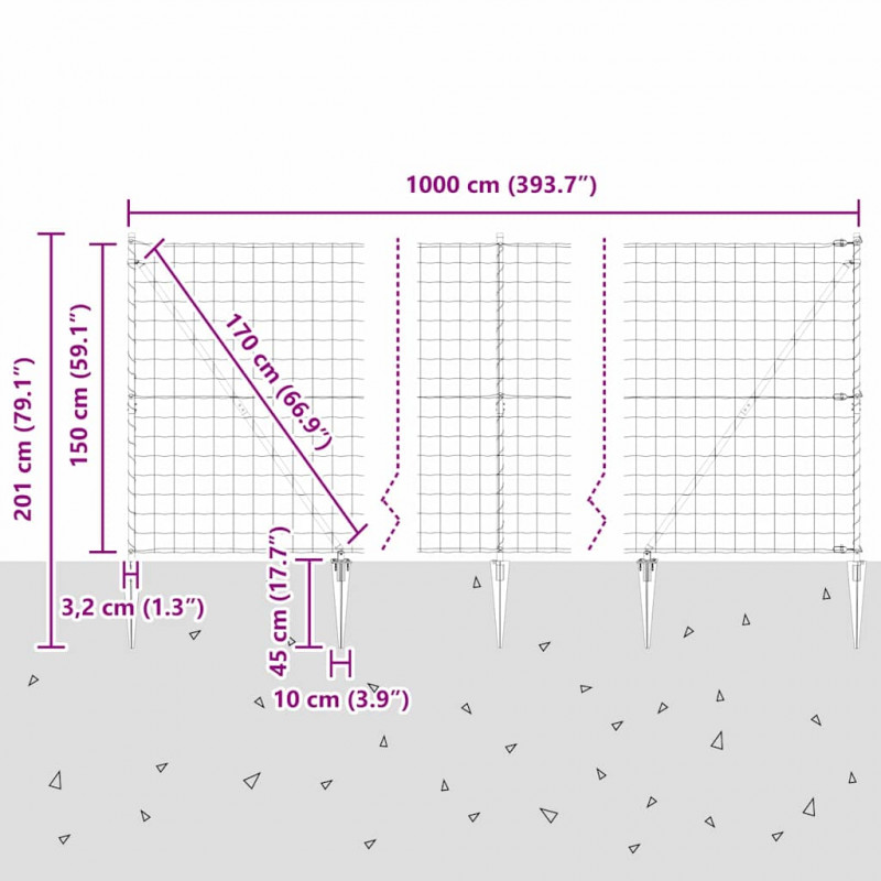 Ogrodzenie z słupkiem Szary 1,5 x 10 m Stal