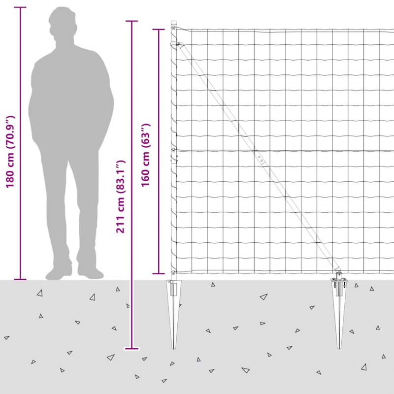 Ogrodzenie z słupkiem Szary 1,6 x 10 m Stal i PVC