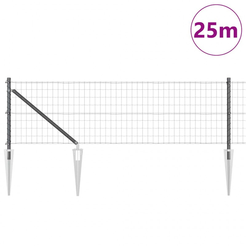 Ogrodzenie z słupkiem Szary 0,8 x 25 m Stal i PVC