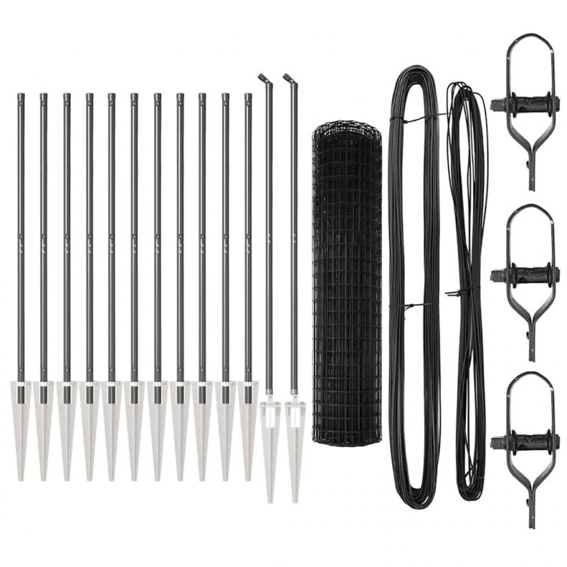 Ogrodzenie z słupkiem Szary 1,2 x 25 m Stal i PVC
