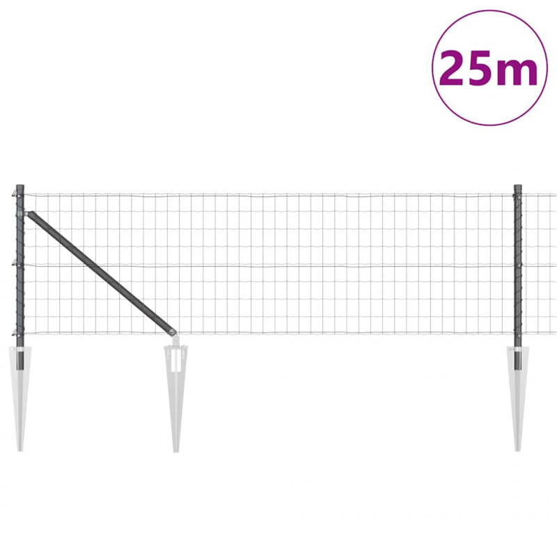 Ogrodzenie z słupkiem Szary 0,4 x 25 m Stal i PVC