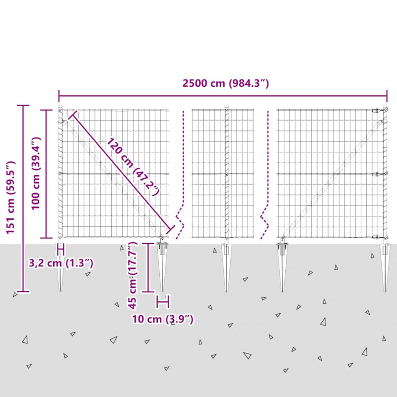 Ogrodzenie z słupkiem Szary 1 x 25 m Stal i PVC