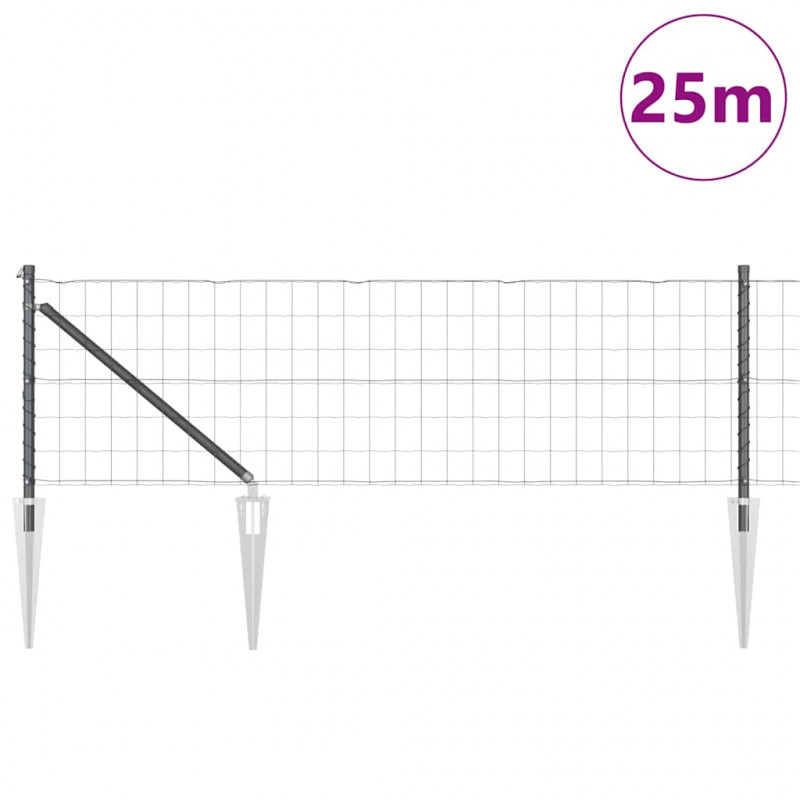 Ogrodzenie z słupkiem Szary 0,6 x 25 m Stal i PVC