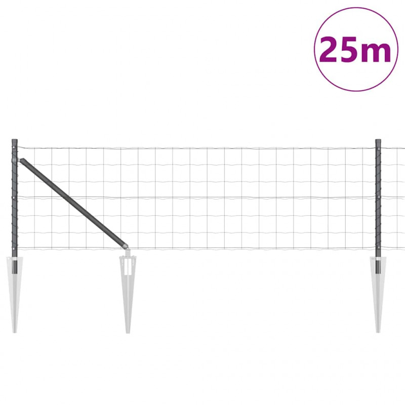 Ogrodzenie z słupkiem Szary 0,4 x 25 m Stal i PVC
