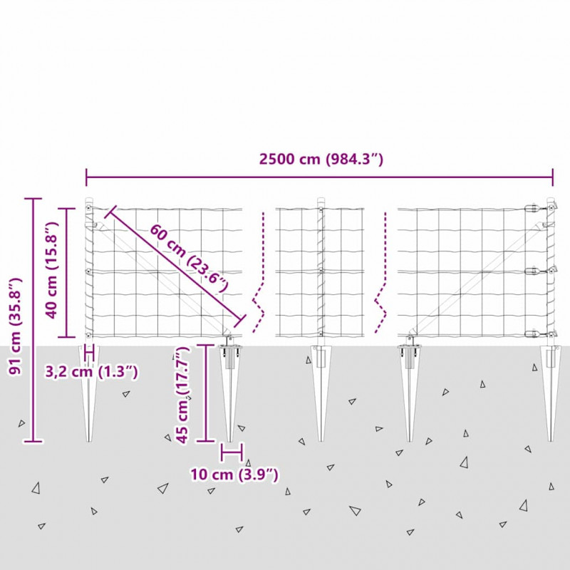 Ogrodzenie z słupkiem Szary 0,4 x 25 m Stal i PVC