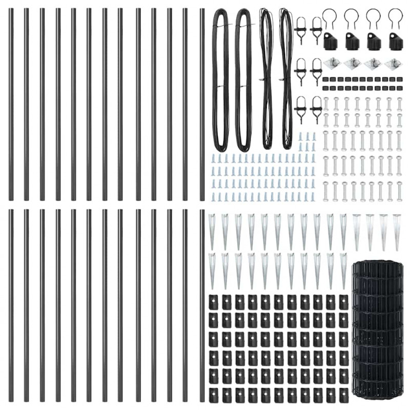 Ogrodzenie z słupkiem Szary 0,6 x 50 m Stal i PVC