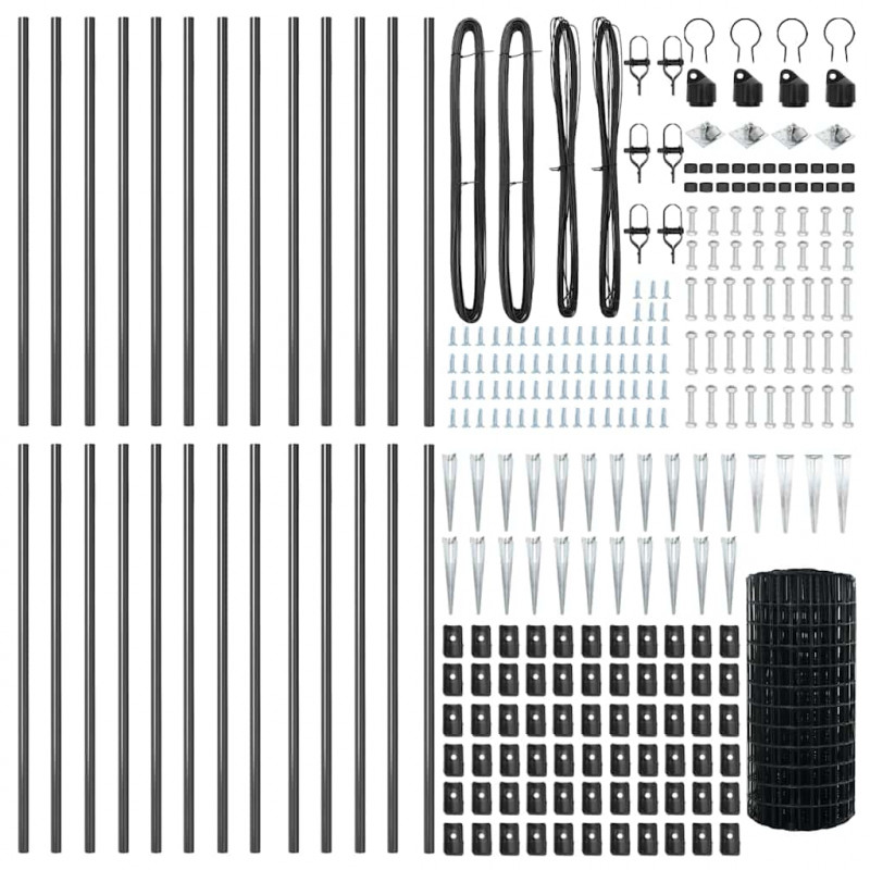 Ogrodzenie z słupkiem Szary 0,4 x 50 m Stal i PVC