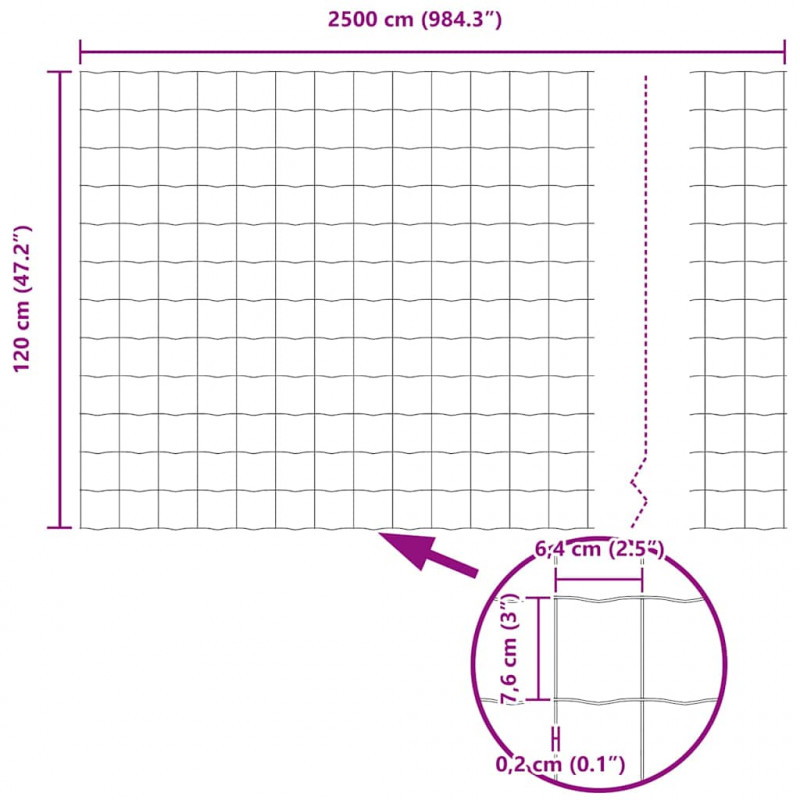 Ogrodzenie z słupkiem Szary 1,2 x 25 m Stal