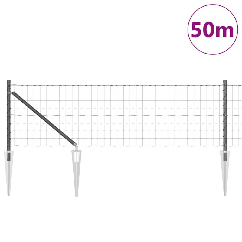 Ogrodzenie z słupkiem Szary 0,6 x 50 m Stal i PVC
